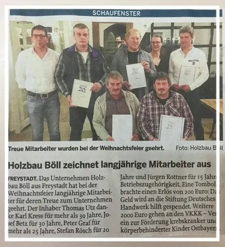 Mitarbeiterehrung Holzbau Böll GmbH